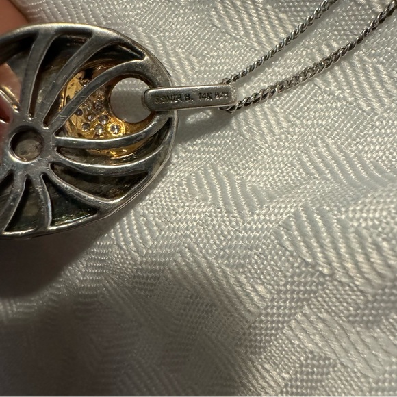 Sonia b Bitton 14k and 925 silver leaf pendant with original chain vintage - Picture 2 of 4